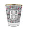 Red & Gray Polka Dots Glass Shot Glass - With gold rim - FRONT