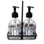 Red & Gray Polka Dots Glass Soap & Lotion Bottle Set (Personalized)