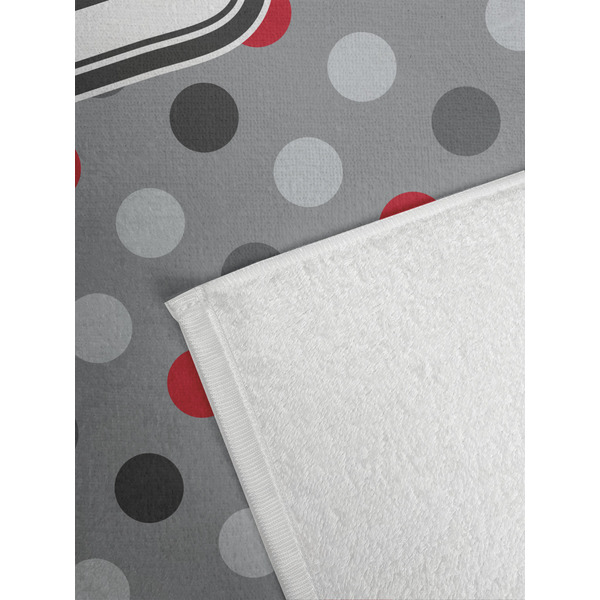 Red & Gray Polka Dots Golf Towel - Detail