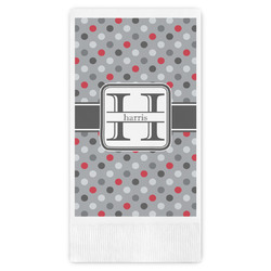 Red & Gray Polka Dots Guest Napkins - Full Color - Embossed Edge (Personalized)