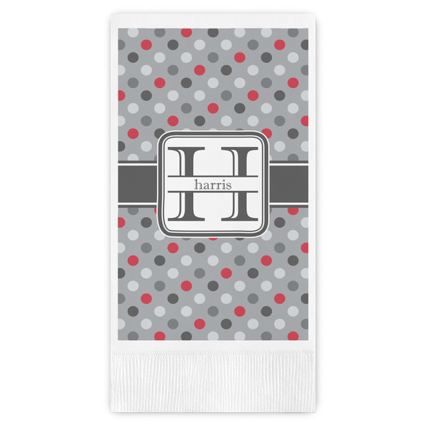 Custom Red & Gray Polka Dots Guest Paper Towels - Full Color (Personalized)