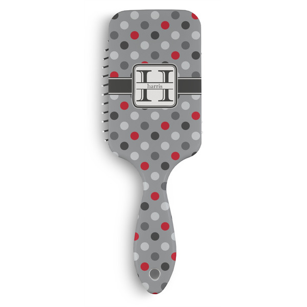Custom Red & Gray Polka Dots Hair Brushes (Personalized)
