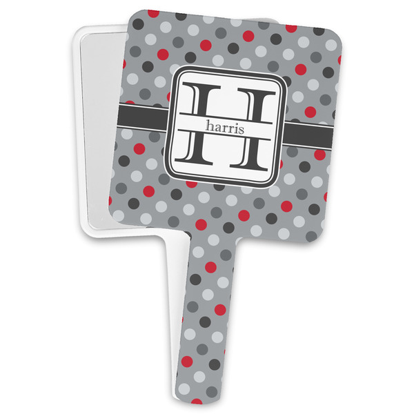 Custom Red & Gray Polka Dots Hand Mirror (Personalized)