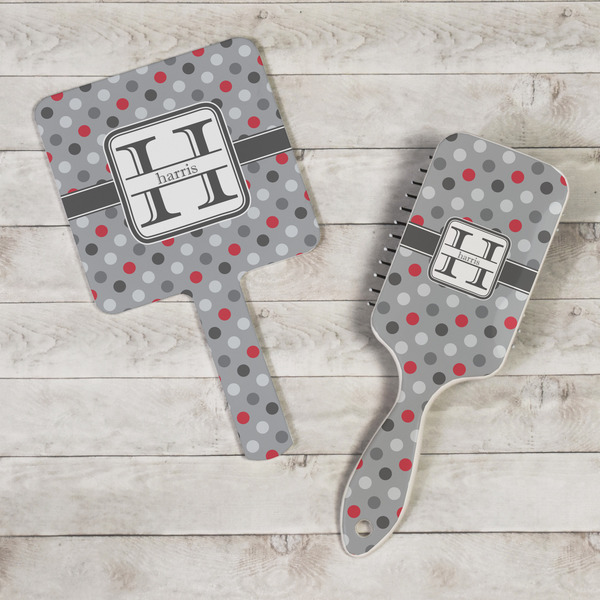 Red & Gray Polka Dots Hand Mirrors - In Context