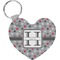 Red & Gray Polka Dots Heart Plastic Keychain w/ Name and Initial