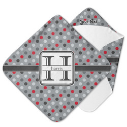 Red & Gray Polka Dots Hooded Baby Towel (Personalized)