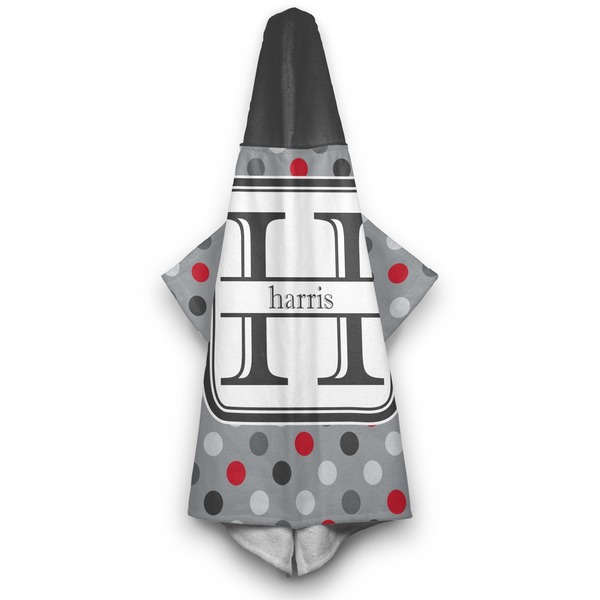 Red & Gray Polka Dots Hooded Towel - Hanging