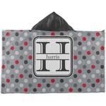 Red & Gray Polka Dots Kids Hooded Towel (Personalized)