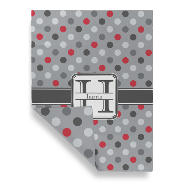 Red & Gray Polka Dots House Flags - Double Sided - FRONT FOLDED