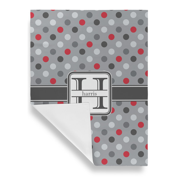 Red & Gray Polka Dots House Flags - Single Sided - FRONT FOLDED