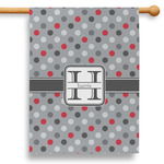 Red & Gray Polka Dots 28" House Flag (Personalized)