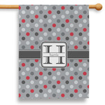 Red & Gray Polka Dots 28" House Flag - Single Sided (Personalized)