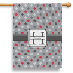 Red & Gray Polka Dots 28" House Flag - Double Sided (Personalized)