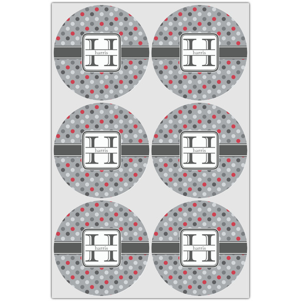 Red & Gray Polka Dots Icing Circle - Large - Set of 6