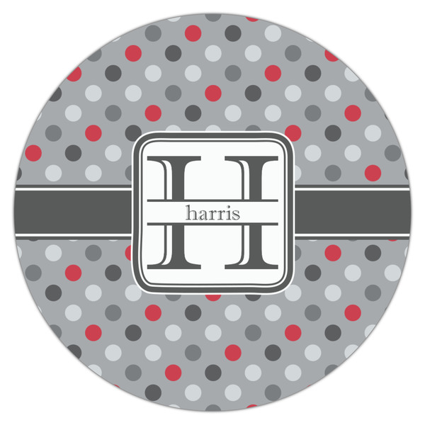 Red & Gray Polka Dots Icing Circle - Large - Single