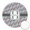 Red & Gray Polka Dots Printed Cookie Topper - Round (Personalized)
