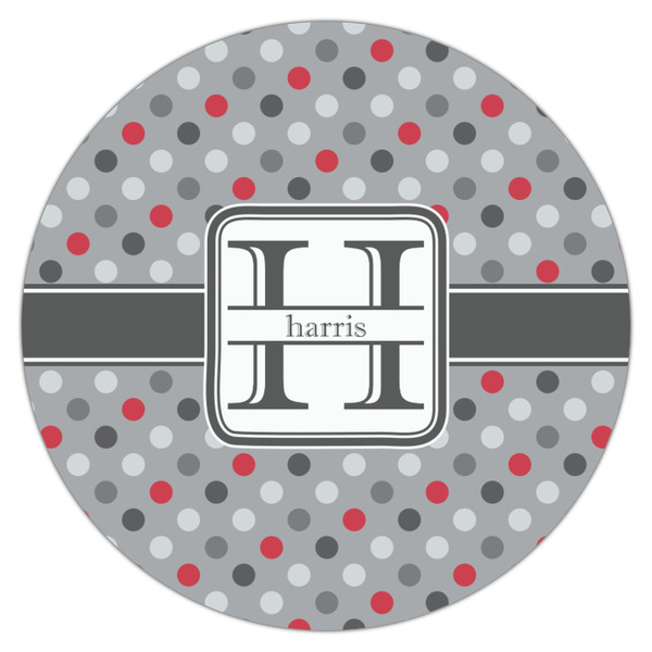 Red & Gray Polka Dots Icing Circle - Medium - Single