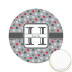 Red & Gray Polka Dots Printed Cookie Topper - 2.15" (Personalized)