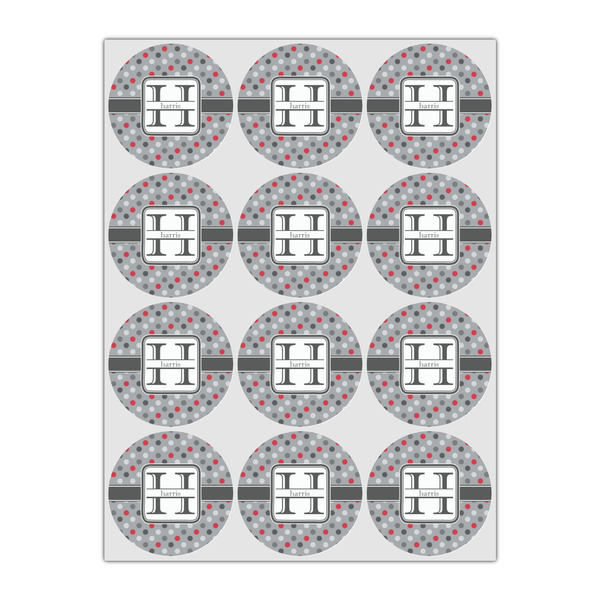 Red & Gray Polka Dots Icing Circle - Small - Set of 12