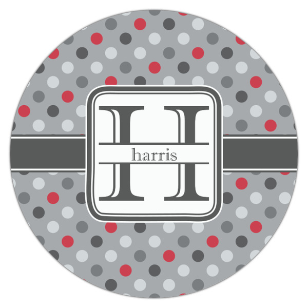 Red & Gray Polka Dots Icing Circle - Small - Single
