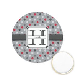 Red & Gray Polka Dots Printed Cookie Topper - 1.25" (Personalized)