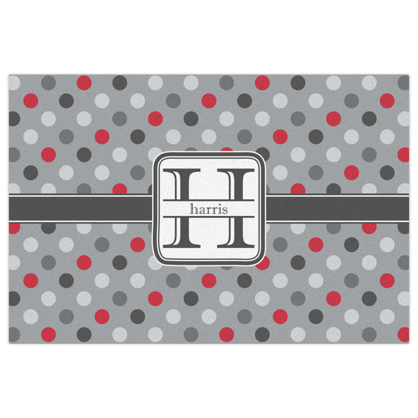 Red & Gray Polka Dots Indoor / Outdoor Rug - 2'x3' - Front Flat