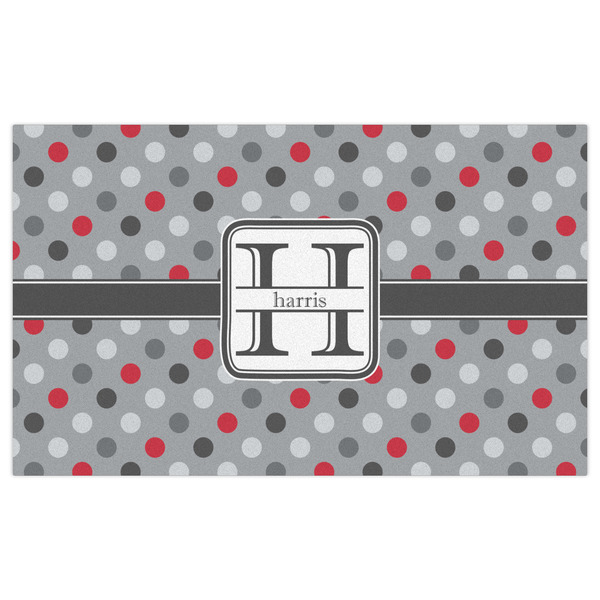 Red & Gray Polka Dots Indoor / Outdoor Rug - 3'x5' - Front Flat