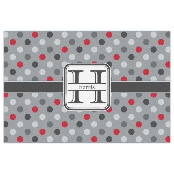 Red & Gray Polka Dots Indoor / Outdoor Rug - 4'x6' - Front Flat