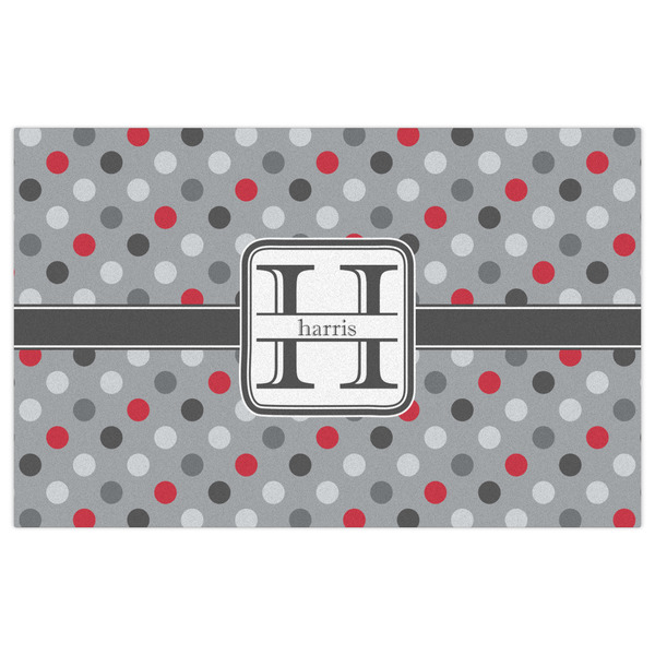 Red & Gray Polka Dots Indoor / Outdoor Rug - 5'x8' - Front Flat