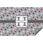 Red & Gray Polka Dots Indoor / Outdoor Rug - 6'x8' w/ Name and Initial