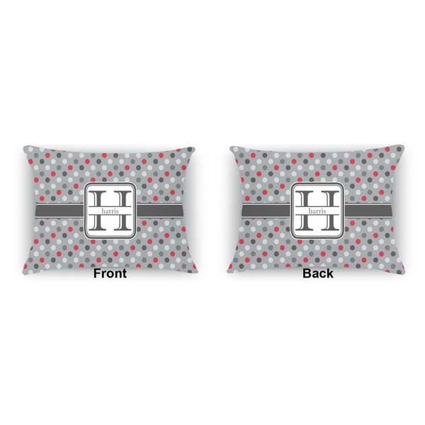 Red & Gray Polka Dots  Indoor Rectangular Burlap Pillow (Front and Back)