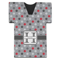 Red & Gray Polka Dots Jersey Bottle Cooler (Personalized)