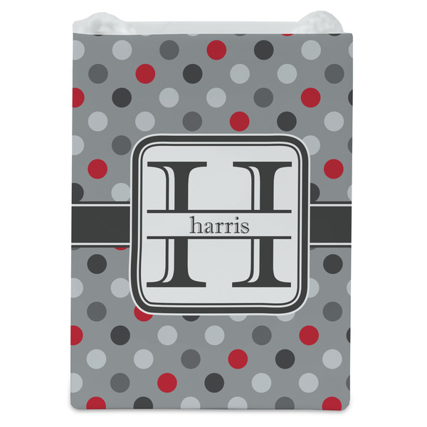 Red & Gray Polka Dots Jewelry Gift Bag - Gloss - Front