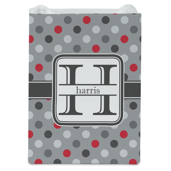 Red & Gray Polka Dots Jewelry Gift Bag - Matte - Front