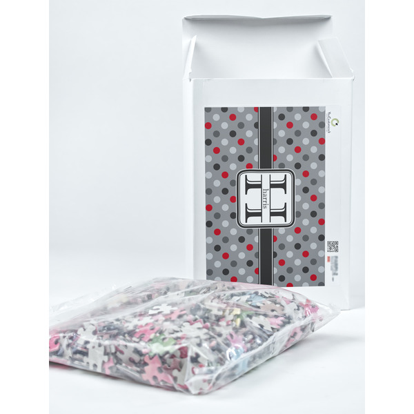 Red & Gray Polka Dots Jigsaw Puzzle 1014 Piece - Box