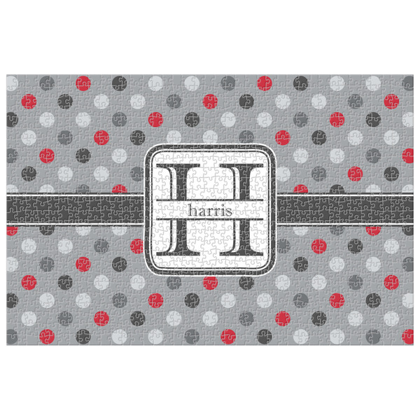 Custom Red & Gray Polka Dots 1014 pc Jigsaw Puzzle (Personalized)