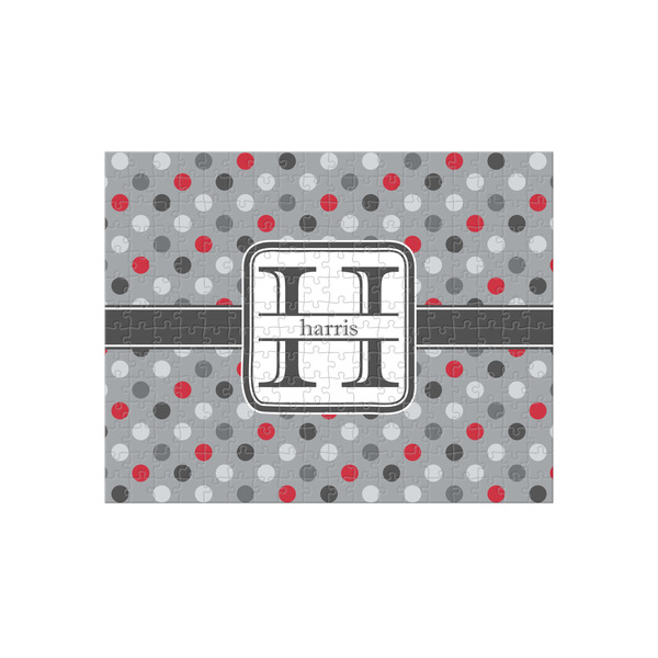Custom Red & Gray Polka Dots 252 pc Jigsaw Puzzle (Personalized)
