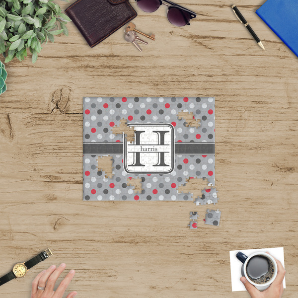Red & Gray Polka Dots Jigsaw Puzzle 252 Piece - In Context