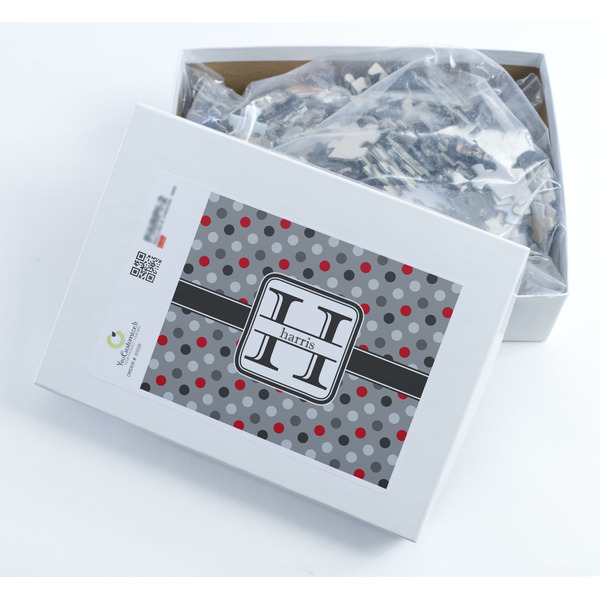 Red & Gray Polka Dots Jigsaw Puzzle 500 Piece - Box