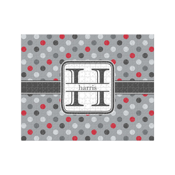 Custom Red & Gray Polka Dots 500 pc Jigsaw Puzzle (Personalized)