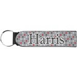 Red & Gray Polka Dots Neoprene Keychain Fob (Personalized)
