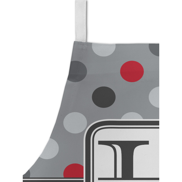 Red & Gray Polka Dots Kid's Aprons - Detail
