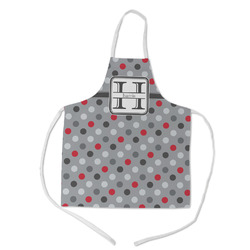 Red & Gray Polka Dots Kid's Apron w/ Name and Initial