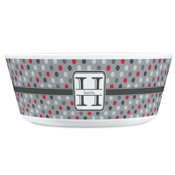 Red & Gray Polka Dots Kids Bowls - FRONT