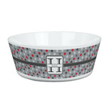 Red & Gray Polka Dots Kid's Bowl (Personalized)
