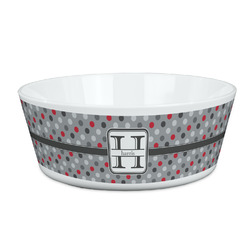 Red & Gray Polka Dots Kid's Bowl (Personalized)