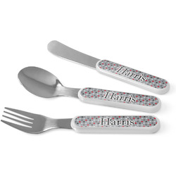 Red & Gray Polka Dots Kid's Flatware (Personalized)