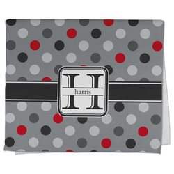 Red & Gray Polka Dots Kitchen Towel - Poly Cotton w/ Name and Initial