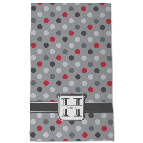 Red & Gray Polka Dots Kitchen Towel - Poly Cotton - Full Front