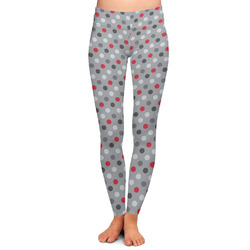 Red & Gray Polka Dots Ladies Leggings - Extra Small (Personalized)